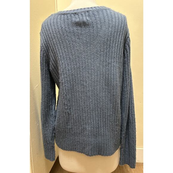 St John's Bay Women's Sweater Soft Ribbed Blue V-Neck Pullover Knit - Size Small - Picture 4 of 7